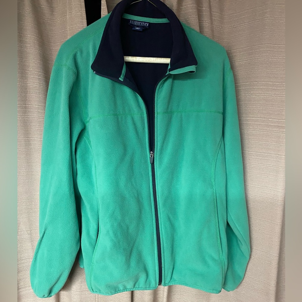 Lands end, jacket, fleece, green,blue,women’s,large,